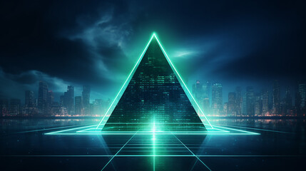 Wall Mural - glowing abstract blue green neon background. 3d render 