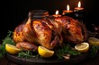 Scrumptious indian tandoori chicken served on rustic wooden table for delicious food photography