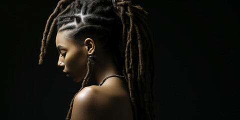 Artistic Profile View of Woman with Dreadlocks by AI generate..
