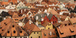 Roofs of Old Town of Cesky Krumlov and Vltava river