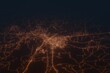Aerial shot on Alexandria (Louisiana, USA) at night, view from west. Imitation of satellite view on modern city with street lights and glow effect. 3d render