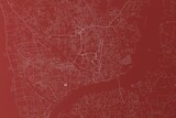 Fototapeta Londyn - Map of the streets of Chittagong (Bangladesh) made with white lines on red background. Top view. 3d render, illustration