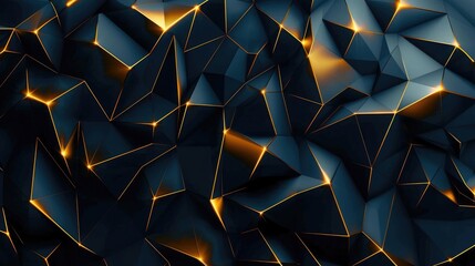 Poster - abstract 3d polygonal pattern luxury dark blue with gold