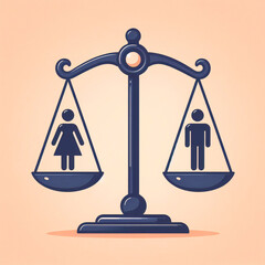 Wall Mural - Gender equality - Weight scale with gender signs showing equal weight.