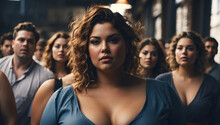 Plus Size Fashion Models, Beautiful Women, Men Of Different Ethnic Backgrounds, Demonstrate Beauty Of Body, Its Strength. Portraits Of Curvy Plus-size Models, Variety Body Shapes. Model Agency Casting