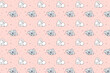 sleeping rabbit koala on pink background for girls with hearts seamless endless pattern vector illustration
