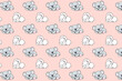sleeping rabbit koala on pink background for girls seamless endless pattern vector illustration