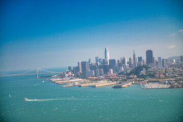 Wall Mural - Aerial view of Downtown San Francisco skyline on a sunny day, California