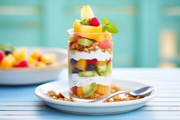 Wall Mural - yogurt parfait with layers of fruits and muesli