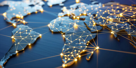 Wall Mural - abstract world map, concept of global network and connectivity, international data transfer and cybe
