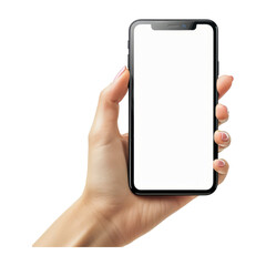 Leinwandbilder - Close up of woman hand holding modern smart phone mockup