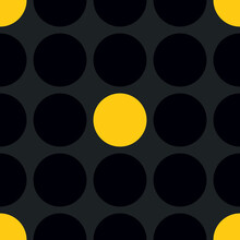 Tile Vector Pattern With Black And Yellow Polka Dots On Dark Grey Background