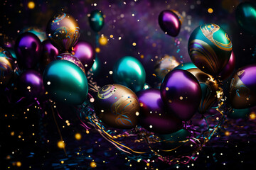 Wall Mural - Mardi Gras balloons and sparkles