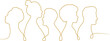 © Kati Moth - Gold human shapes diversity vector banner, single line crowd illustration border design