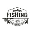 trout fishing vintage badge monochrome logo vector graphic illustration