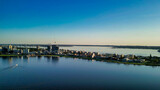 Fototapeta  - Aerial view of Perth skyline at sunset from Swan River