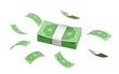 © sirawut - 3d dollar banknote stack with flying banknotes isolated. economic movements or business finance, loan concept, 3d render illustration