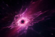 abstract pink spiral cosmos object pulsar in dark space among stars, ray, emission