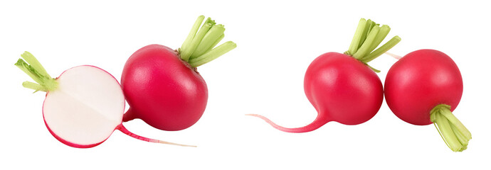 Radish with half isolated on white background with full depth of field