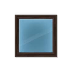 Poster - Realistic Detailed 3d Mirror Shaped as Rectangle with Frame for Decor Interior. Vector illustration of Mirror with Reflection on Glass