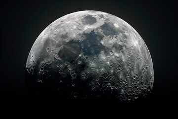 detailed moon surface in space, astronomy backdrop.