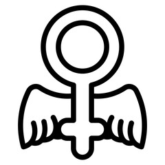 winged female symbol line 