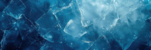 Beautiful Winter Natural Blue Ice Texture Of Surface Of Frozen. Nature Abstract Pattern Of White Cracks. Winter Seasonal Background, Mock Up, Flat Lay, Ice Texture Background,ice Banner	
