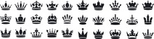 Silhouettes Set Of Crown With White Background