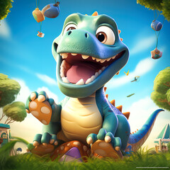 Wall Mural - 3d illustration character of dinosaur