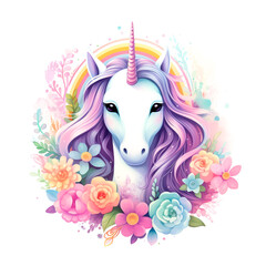 Sticker - Dreamy pastel illustration of a unicorn