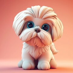 Wall Mural - Cute Shih Tzu, blue eyes, front view