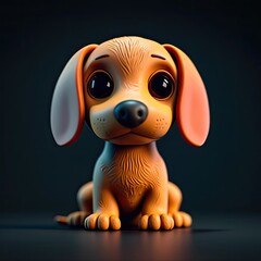 Wall Mural - Dachshund, 3d, clay, black background