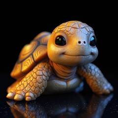 Sticker - Cute Turtle, blue eyes, front view