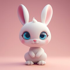 Wall Mural - Cute Rabbit, blue eyes, front view