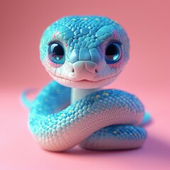 Wall Mural - Cute Snake, blue eyes, front view