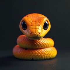 Wall Mural - Snake, 3d, clay, black background
