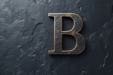 Fototapete - A haunting letter etched onto a dark metal surface, standing as a symbol of the abandoned building's past, surrounded by faded house numbering and forgotten numbers