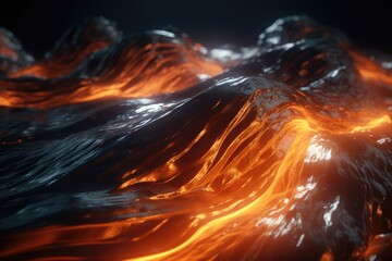 Wall Mural - Abstract cyber technology landscape with flowing particles.