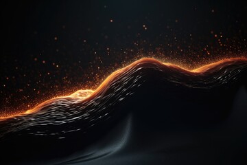Wall Mural - Abstract digital wave particles on dark background.