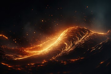 Wall Mural - Abstract digital wave particles on dark background.
