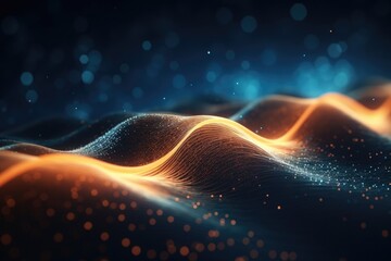 Wall Mural - Dynamic digital wave background with dots and particles.