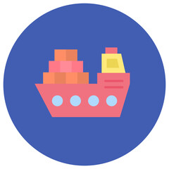 Sticker - Cargo Ship icon vector image. Can be used for City Elements.