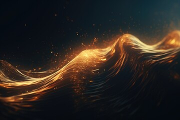 Wall Mural - Abstract digital wave particles on dark background.