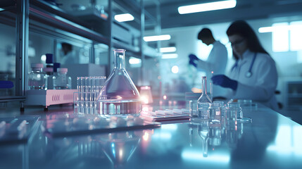 professional health care researchers working in life of medical science laboratory