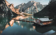 Braies Lake ad Sunset - summer time - Italy - Alps 