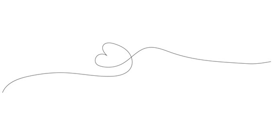 Wall Mural - Heart in line art style, One continuous drawing Thin flourish border and romantic symbol of love in simple linear style.Valentine's Day. Can be used for background, postcard, decor, print, invitation