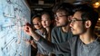 © Mr. Bolota - Creative Minds at Work: Team Collaborating on a Whiteboard, Mapping Solutions for a Complex Problem in a Dynamic Brainstorming Session Filled with Diagrams and Flowcharts. Teamwork and problem-solving