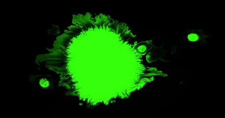 Wall Mural - abstract paint brush stroke shape white ink splattering flowing and washing on chroma key green scre