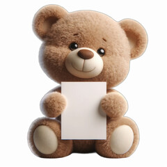 teddy bear with a note isolated on transparent or white background