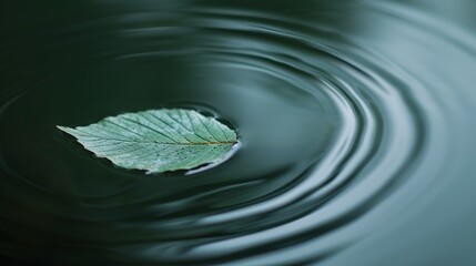 A piece of leaf falling into the garden pond